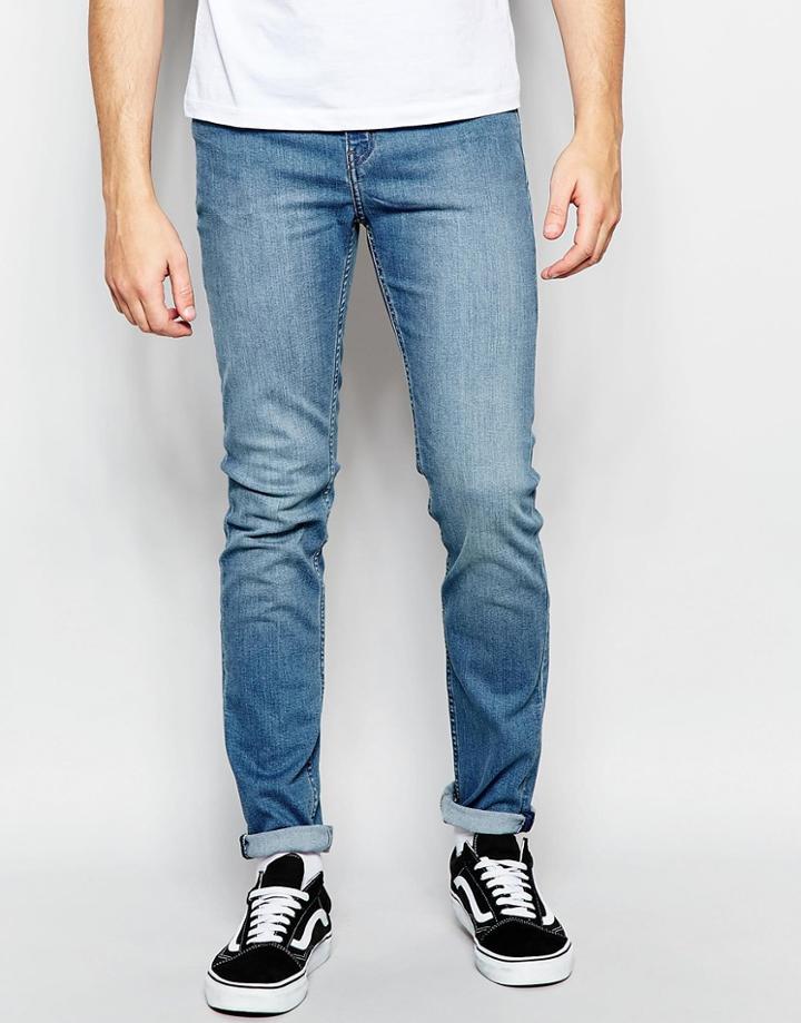 Cheap Monday Jeans Tight Stretch Skinny Fit Blue Wave Light Vintage Wash - Blue Wave