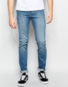 Cheap Monday Jeans Tight Stretch Skinny Fit Blue Wave Light Vintage Wash - Blue Wave