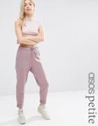 Asos Petite Elasticated Waistband Jogger With Turn Up Detail - Pink