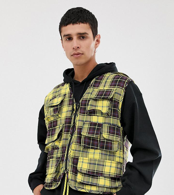 Reclaimed Vintage Check Vest - Yellow
