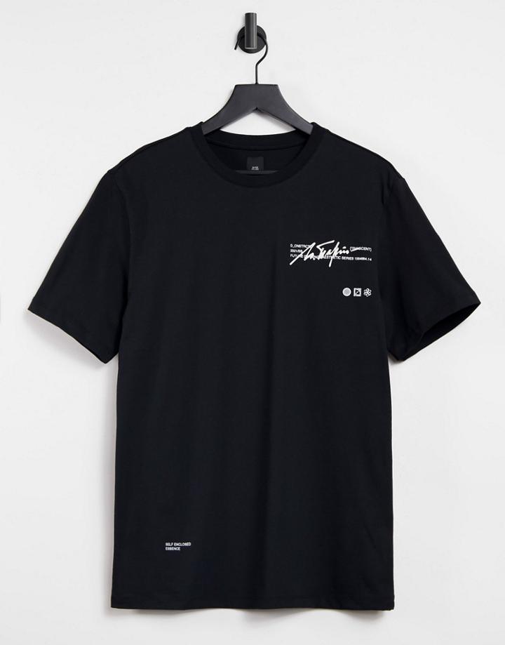 River Island Printed T-shirt In Black