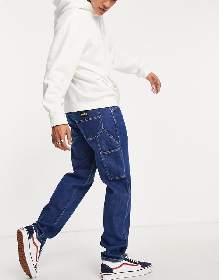 Stan Ray 80s Denim Painter Pants In Mid Stone Wash-blues
