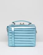 Asos Metallic Chevron Hard Box Cross Body Bag - Blue