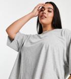 Asos Design Curve Super Oversized T-shirt With Side Split In Gray Heather-grey