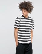 Asos Overhead Shirt With Breton Stripe In Navy - White