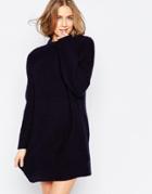 Asos Oversized Sweater Dress In Chunky Knit - Navy