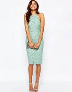 Asos Iridescent Drape Back Midi Pencil Dress - Mint