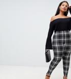 Asos Design Curve Leggings In Mono Check Print - Multi