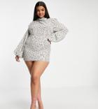 Pretty Lavish Curve Balloon Sleeve Satin Mini Dress In Spring Floral-multi