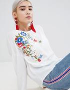 Boohoo Embroidered Blouse - White