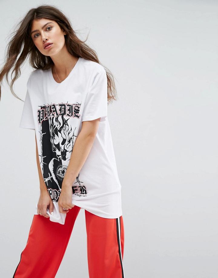 Asos T-shirt In Punk Print In Super Oversized Fit - White