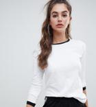 Noisy May Tall Sweatshirt With Contrast Ringer - White