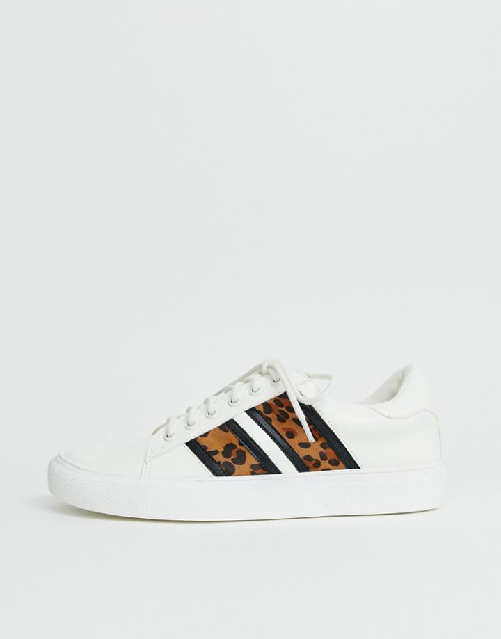Miss Selfridge Sneakers With Leopard Stripes In White - Black