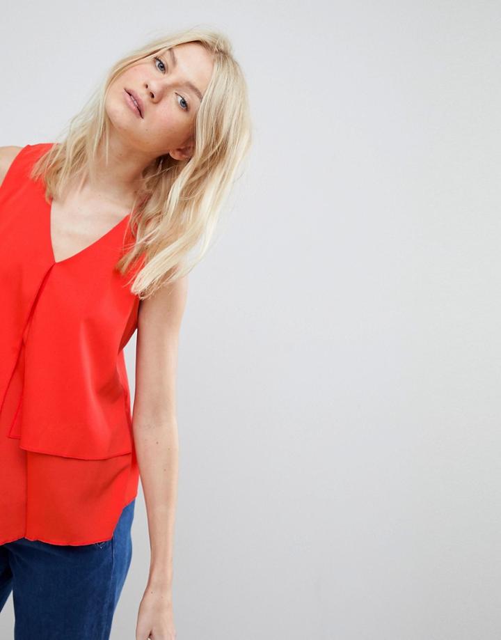 Vero Moda Ruffle Front Blouse - Red