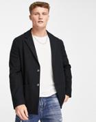 River Island Relaxed Blazer In Black