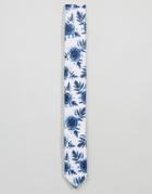 Asos Slim Tie In Navy Floral - White