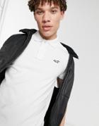 Hollister Icon Logo Slim Fit Pique Polo In White