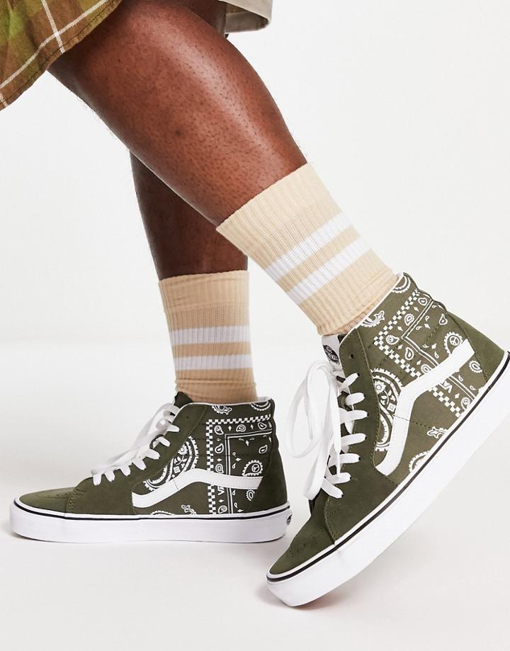 Vans Sk8-hi Sneakers In Green Bandana Print