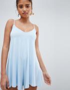 Prettylittlething Cami Strap Swing Romper - Blue