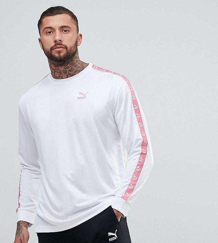 Puma Long Sleeve Tape Soccer Top In White Exclusive To Asos - White