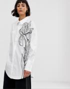 Asos White Sketch Print Floral Shirt - White
