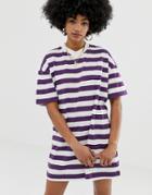 Collusion Mini T-shirt Dress In Stripe - Multi