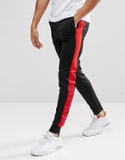 Kings Will Dream Skinny Joggers In Black With Red Stripe - Black