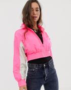 Asos Design Fluro Cropped Anorak Jacket - Pink