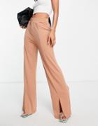 Vero Moda Split Hem Pants In Beige-brown