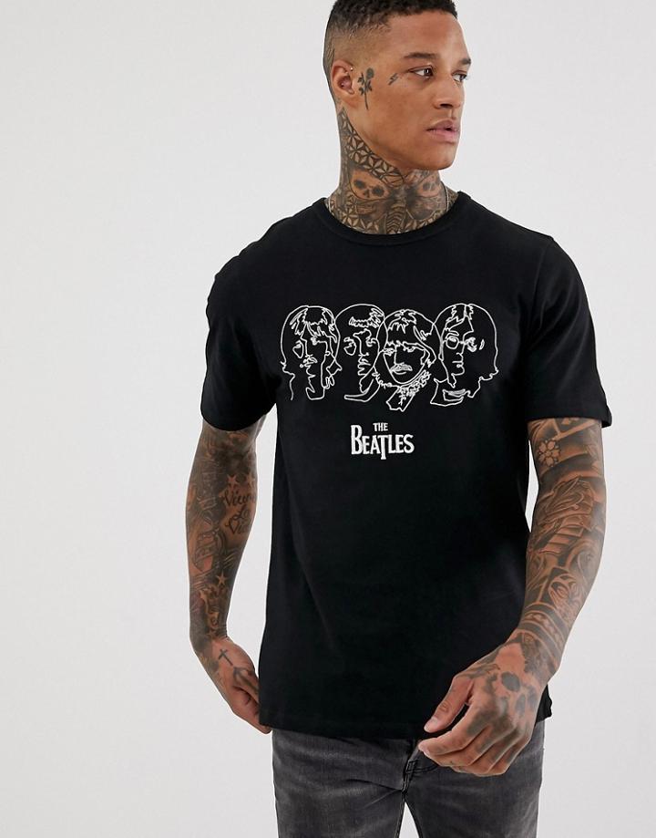 Pull & Bear The Beatles T-shirt In Black - Black