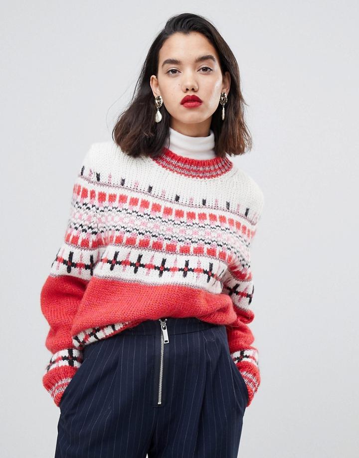 Essentiel Antwerp Oversized Fairisle Knit Sweater - Multi