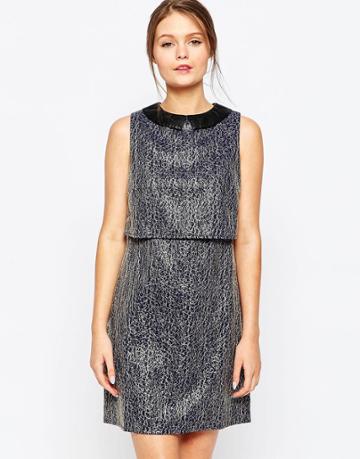 Sugarhill Boutique Sophie Dress With Overlay Top - Midnight Blue