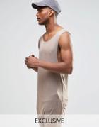 Reclaimed Vintage Tank With Dropped Armhole - Gray