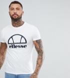 Ellesse Longline Muscle Fit T-shirt With Logo In White - White