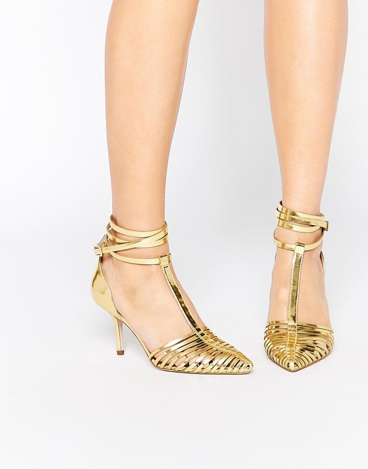 Asos Skyline Caged Pointed Heels - Gold