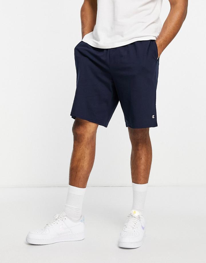 Champion Small Logo Sweat Shorts In Navy