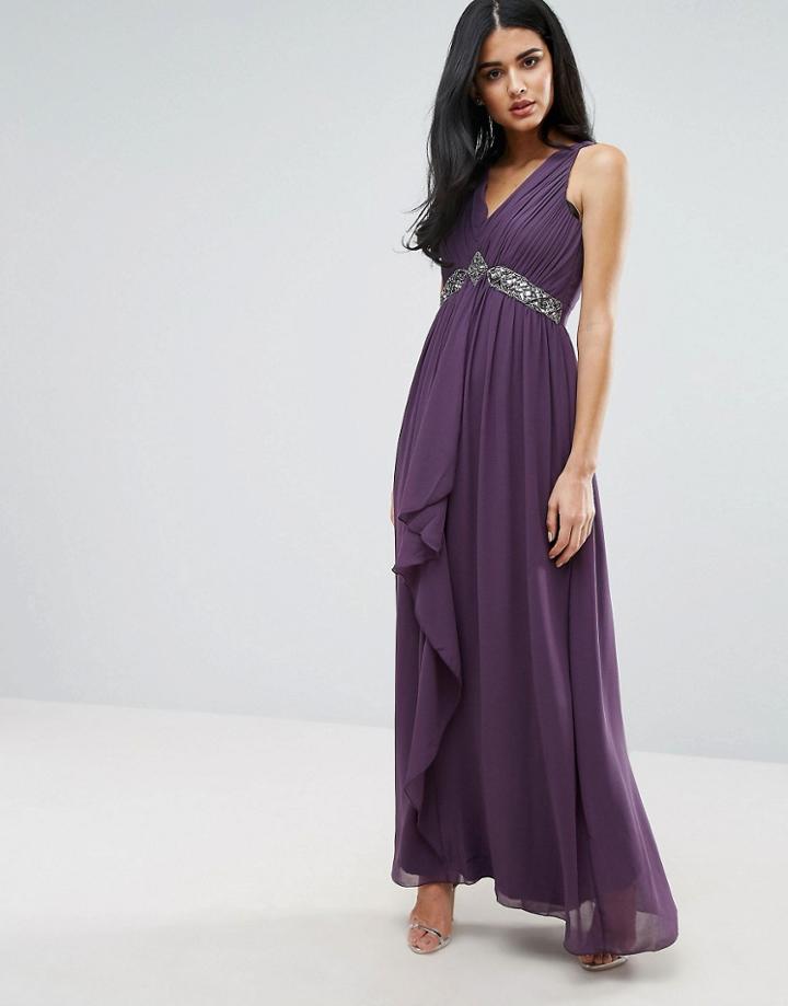 Little Mistress Embellished Maxi Dress - Purple