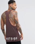 Asos Tank With Chest And Back Print With Extreme Racer Back - Red