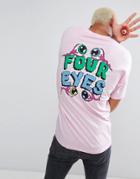Asos Halloween Oversized T-shirt With Four Eyes Print - Pink