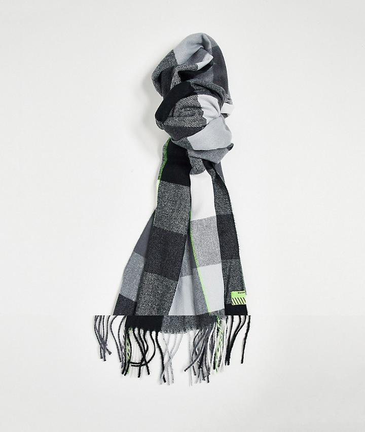 Bershka Checked Scarf In Black-grey