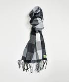 Bershka Checked Scarf In Black-grey