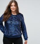 Club L Plus Blue Textured Long Sleeve Sweatshirt - Blue