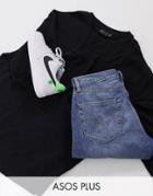Asos Design Plus Lightweight Sweatshirt In Black