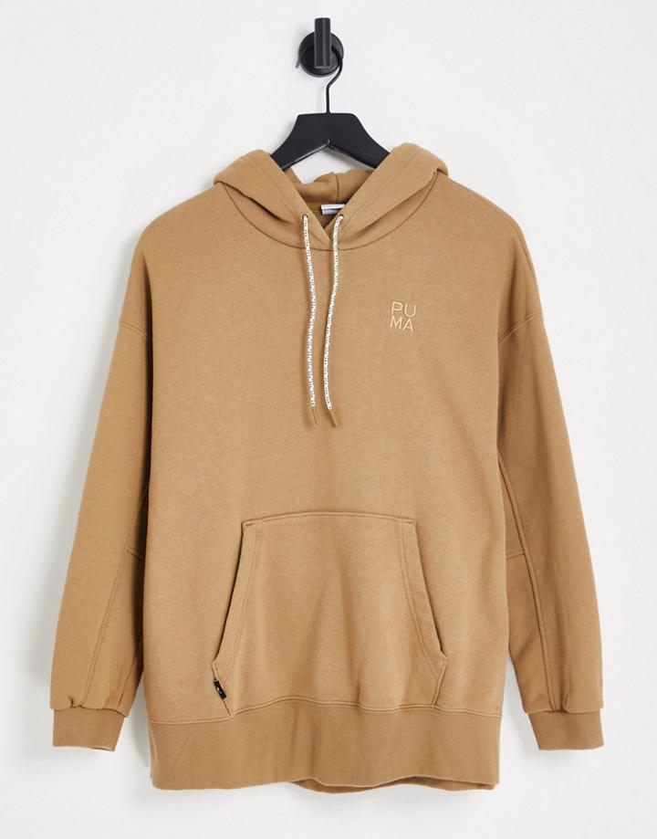 Puma Infuse Oversized Hoodie In Tan-brown