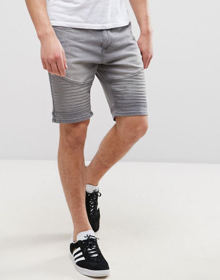 Threadbare Biker Shorts - Gray