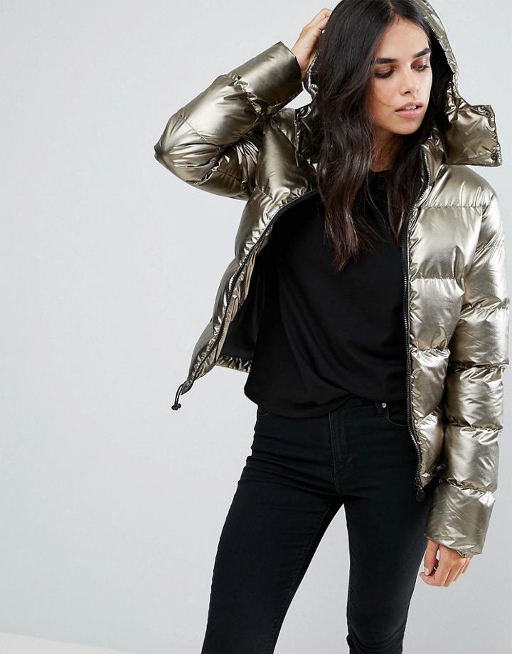 Brave Soul Short Padded Coat - Gray