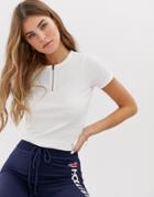Hollister 90's Style Zip Top - White