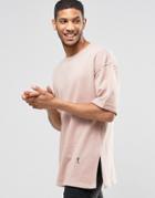 Religion 3/4 Sleeve Crew Neck Sweat With Drop Shoulder Detail - New Pink