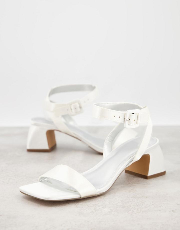 Asos Design Hope Block Heeled Sandals In Ivory-white