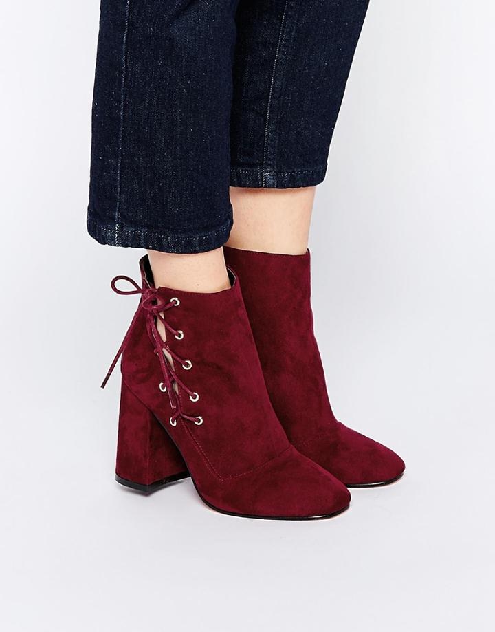 Asos Enigma Lace Up Ankle Boots - Rust